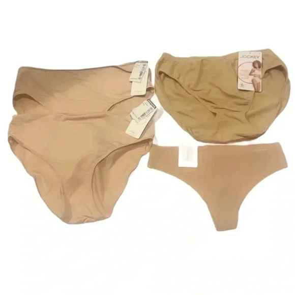 NWT lot of 4 assets Miya/CK/ Jockey high waist neutral lightweight thong brief S - Picture 2 of 2
